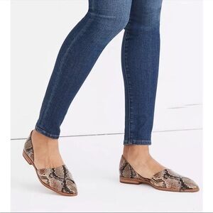 Madewell Marisa d’ Orsay Flat in Snake Embossed Leather